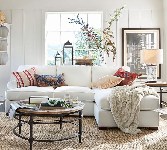Townsend Roll Arm Upholstered Sofa With Chaise Sectional Pottery Barn Townsend Roll Arm Upholstered Sofa With Chaise Sectional