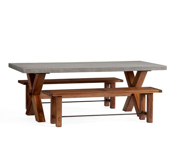 Abbott X Base Rectangle Table Bench Dining Set Brown Abbott X Base Rectangle Table Bench Dining Set Brown