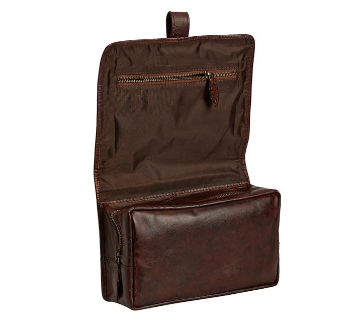 Saddle Leather Hanging Toiletry Case Pottery Barn