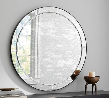 Walker Antiqued Round Glass Mirror | Pottery Barn