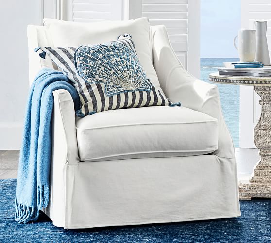Avery Slipcovered Swivel Armchair Pottery Barn