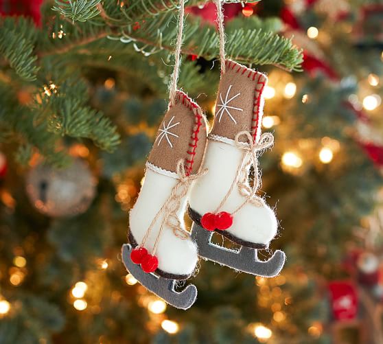 Felted Pair Of Ice Skates Ornament Pottery Barn - Felted Pair Of Ice Skates Ornament Pottery Barn
