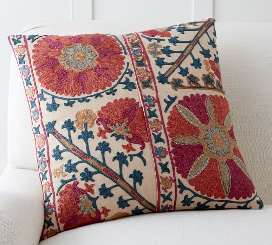 Rozelle Embroidered Decorative Pillow Cover Pottery Barn Rozelle Embroidered Pillow Cover