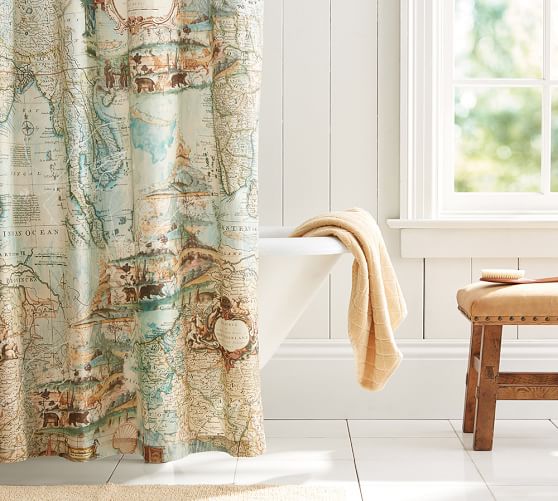 Map Shower Curtain | Pottery Barn