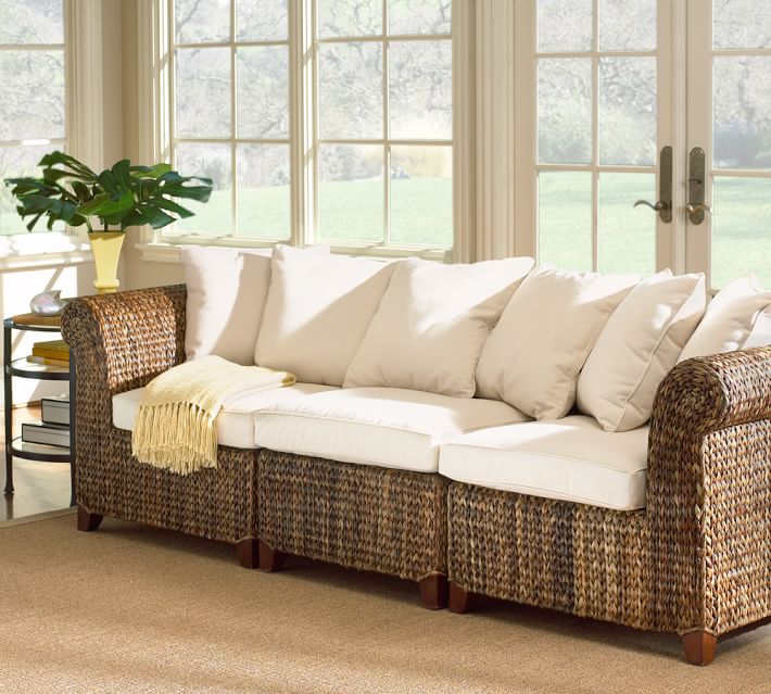 Seagrass Roll Arm Sofa Pottery Barn