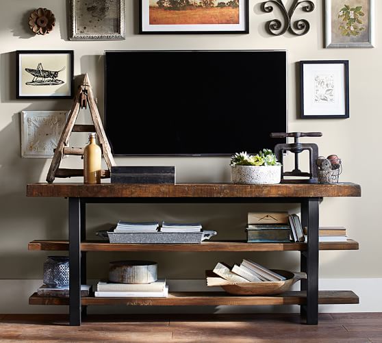 Griffin Reclaimed Wood Media Console Pottery Barn Start 360 Product Viewer