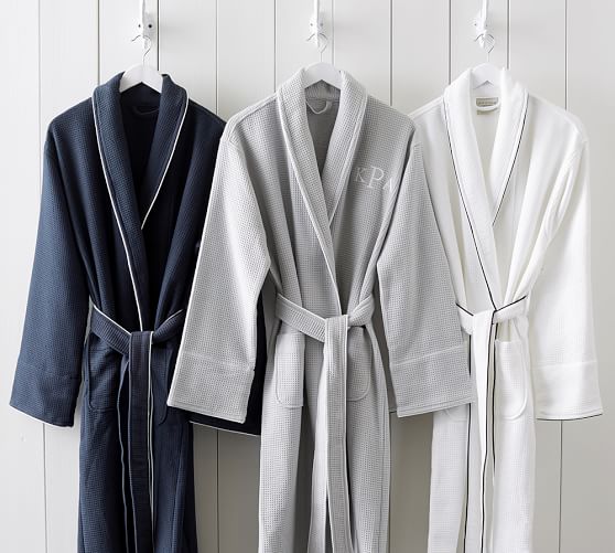 Hotel Piped Trim Bath Robe Pottery Barn