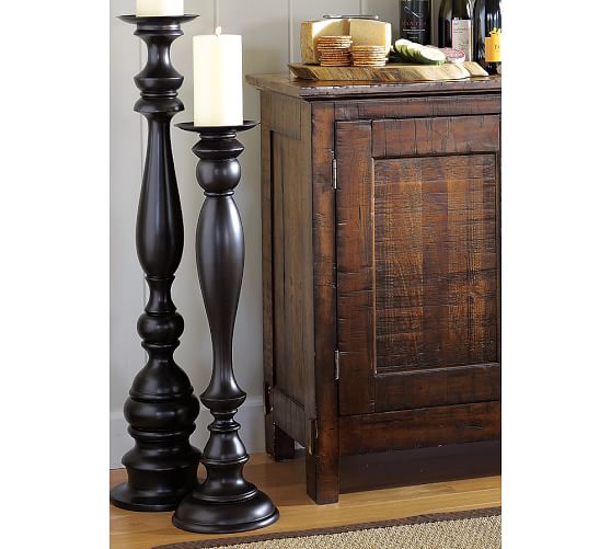 Turned Wood Floor Pillar Holders Pottery Barn