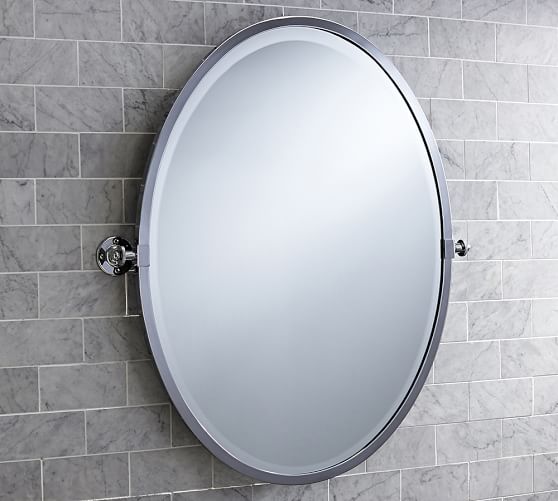 Kensington Pivot Mirror, Oval, Chrome finish Pottery Barn
