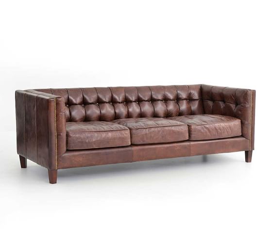 Burke Leather Sofa Collection Pottery Barn Burke Leather Sofa Collection