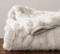 Blankets Bed Throws Pottery Barn Faux Fur Ruched Throws