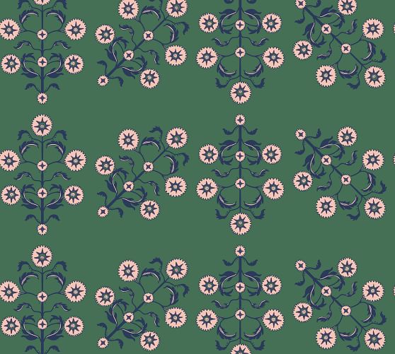 Block Print Floral Emerald Wallpaper Sample