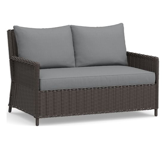 Torrey Patio Square Arm Sofa 2 Seater Cushion Slipcover Sunbrella Silver Pottery Barn - Patio Loveseat Cushion Slipcovers Torrey Patio Square Arm Sofa 2 Seater Cushion Slipcover Sunbrella Silver Pottery Barn - Patio Loveseat Cushion Slipcovers
