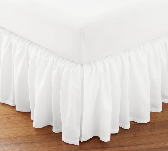 Flounced Linen Bed Skirt Cal King White Pottery Barn