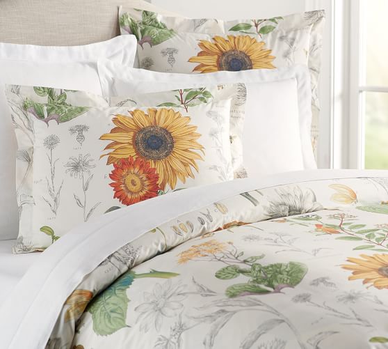 Cara Sunflower Print Duvet Cover & Sham Pottery Barn