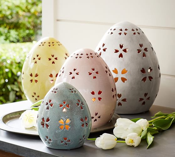 pierced ceramic eggs pottery