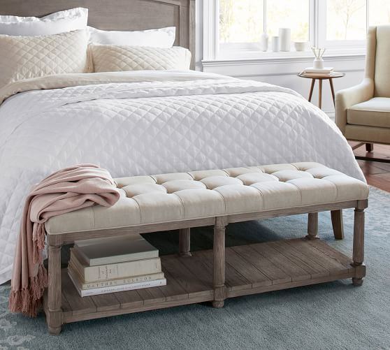 bedroom benches, end of bed seating & storage benches | pottery barn