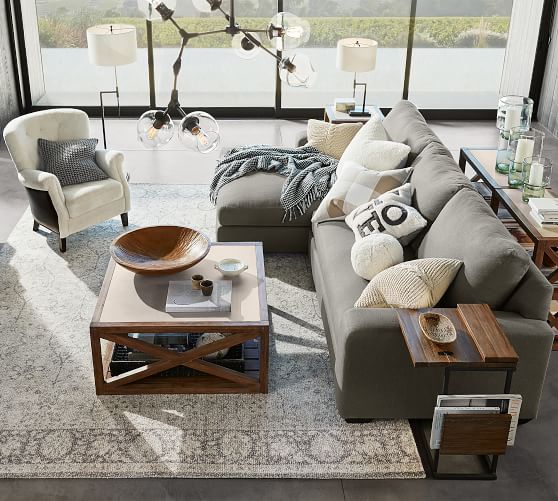 Sectional Sofas Couches Modular Pottery Barn Sur Square Arm Upholstered Sofa With Chaise Sectional