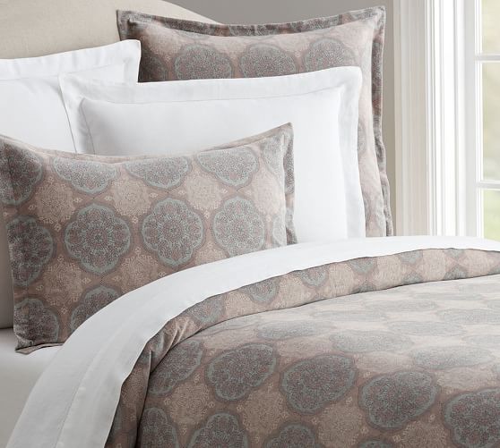Jasmine Printed Velvet Duvet Cover & Sham Pottery Barn
