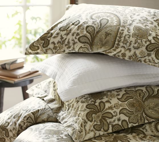 Natural Charlie Paisley Organic Patterned Duvet Cover & Sham Pottery Barn