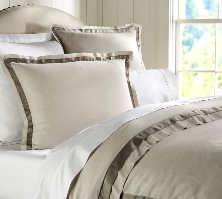 Linen With Silk Trim Duvet Cover Sham Pottery Barn