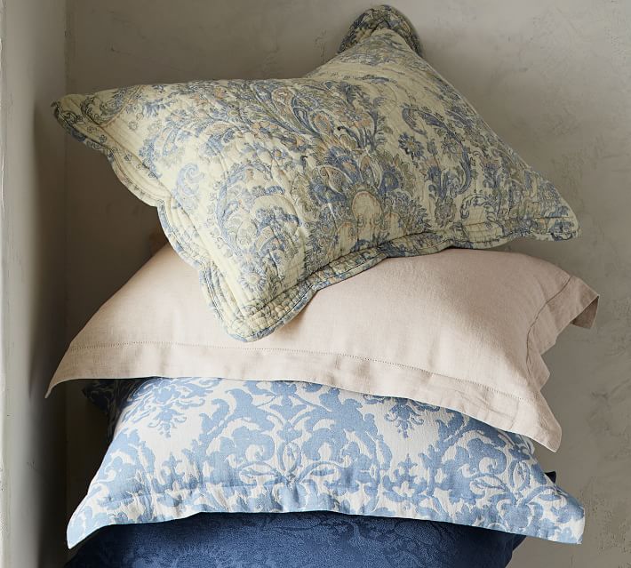 Riviera Blue Jacquard Linen Medallion Patterned Duvet Cover Sham Riviera Blue Jacquard Linen Medallion Patterned Duvet Cover Sham Pottery Barn
