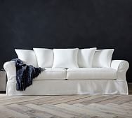 White Cotton Sofa Pottery Barn Pb Comfort Roll Arm Slipcovered Sofa