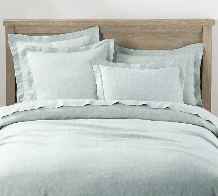 Belgian Flax Linen Duvet Cover Sham Mineral Blue Pottery Barn