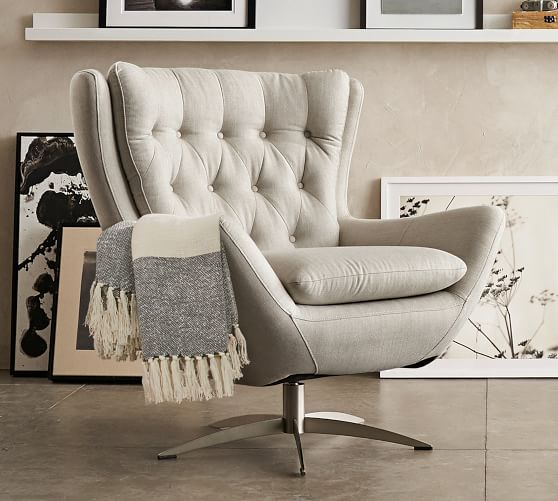 Upholstered Slipcovered Chairs Pottery Barn Wells Upholstered Swivel Armchair