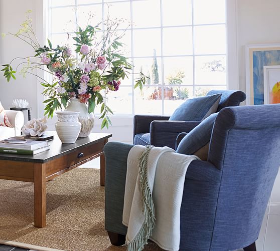 Upholstered Slipcovered Chairs Pottery Barn Irving Roll Arm Upholstered Armchair