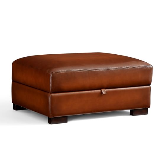 Turner Leather Storage Ottoman Pottery Barn Turner Leather Storage Ottoman