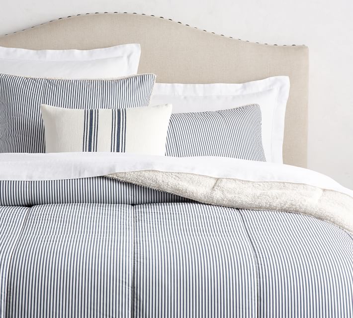 Wheaton Stripe Sherpa Comforter Sham Pottery Barn
