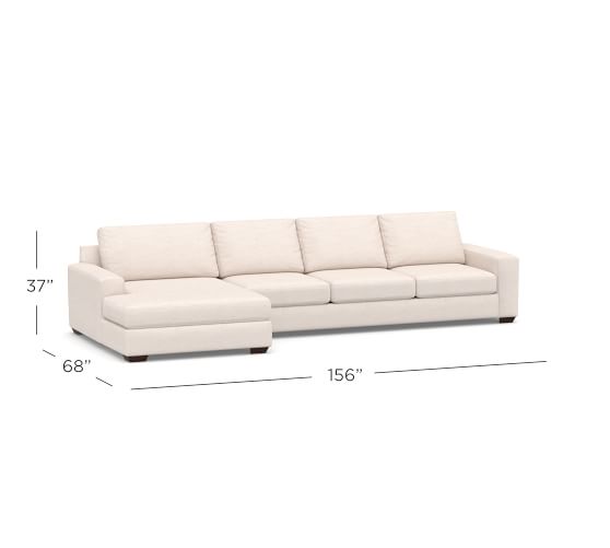 Big Sur Square Arm Upholstered Sofa With Chaise Sectional Pottery Barn