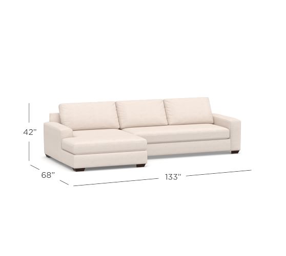Big Sur Square Arm Upholstered Sofa With Chaise Sectional Pottery Barn