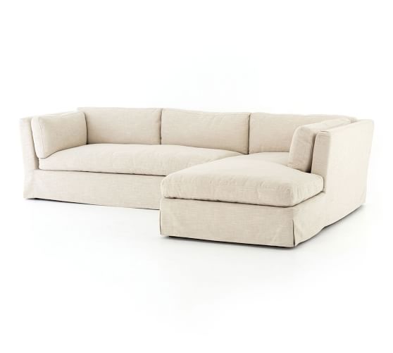 Dawn Slipcovered Sofa With Chaise Sectional Pottery Barn Dawn Slipcovered Sofa With Chaise Sectional