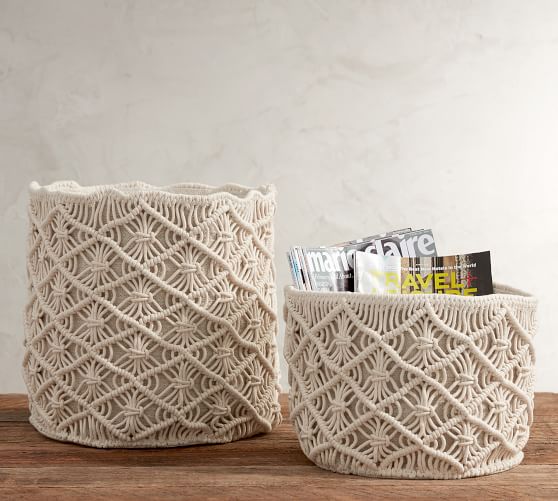 macrame baskets pottery barn