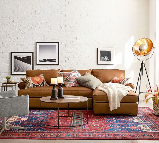 Townsend Upholstered Sofas Sectionals Armchairs Pottery Barn Townsend Roll Arm Leather Chaise Sofa Sectional