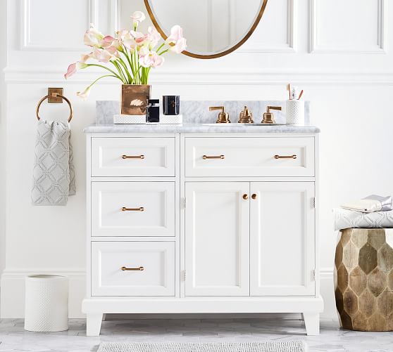Custom Classic Asymmetric Single Sink Vanity with Door Storage