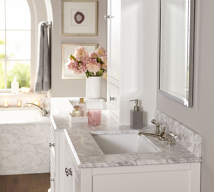 Ultimate Double Sink Storage Vanity With Hutch Pottery Barn