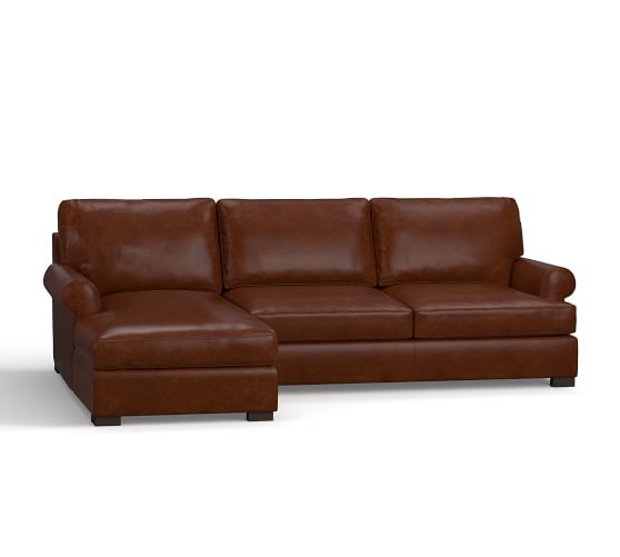 Townsend Roll Arm Leather Chaise Sofa Sectional Pottery Barn