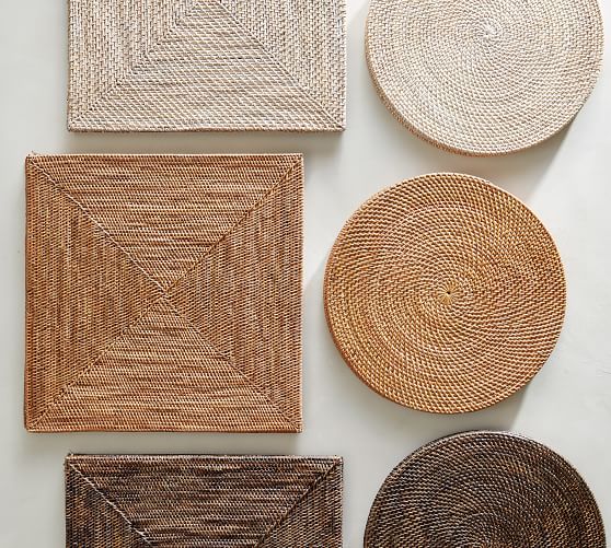 Tava Flat Round Placemat Honey Pottery Barn