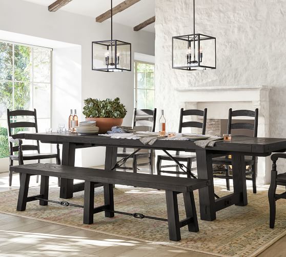 Benchwright Extending Dining Table, Blackened Oak Pottery Barn