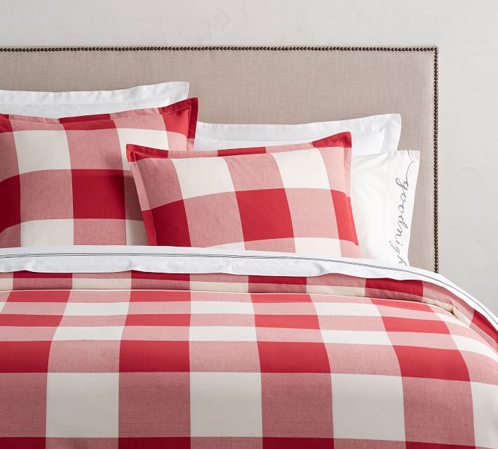 Buffalo Check Duvet Cover Sham Cherry Ivory Pottery Barn