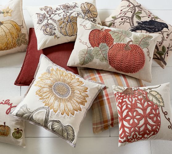 Pumpkin Plaid Pillow Covers Pottery Barn