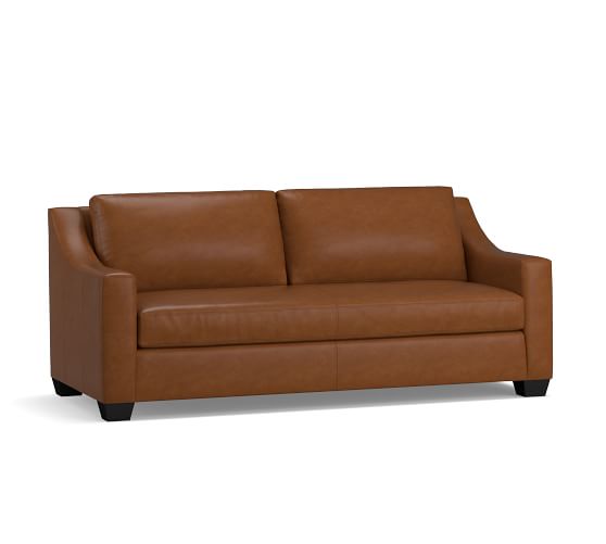 York Slope Arm Leather Sofa Collection Pottery Barn