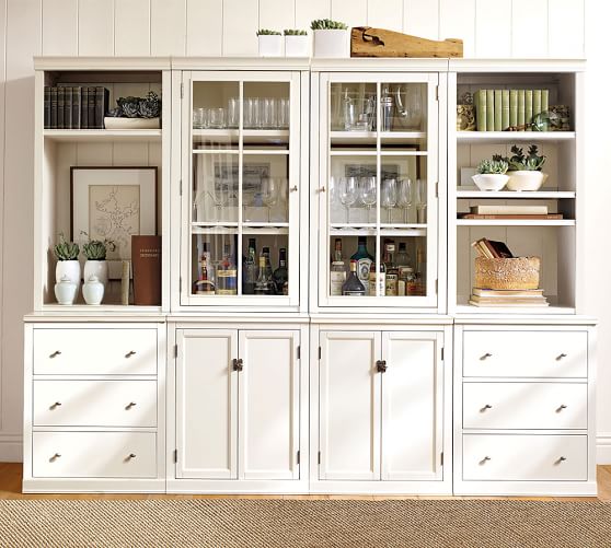 Logan Wall Suite With Bookcases Gl Cabinets Pottery Barn