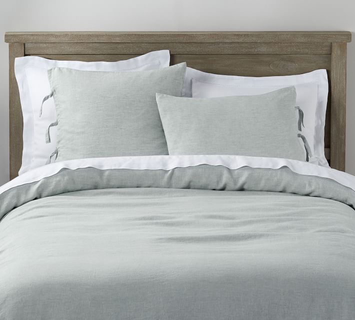 Belgian Flax Linen With Ties Duvet Cover Sham Mineral Blue Belgian Flax Linen With Ties Duvet Cover Sham Mineral Blue Pottery Barn