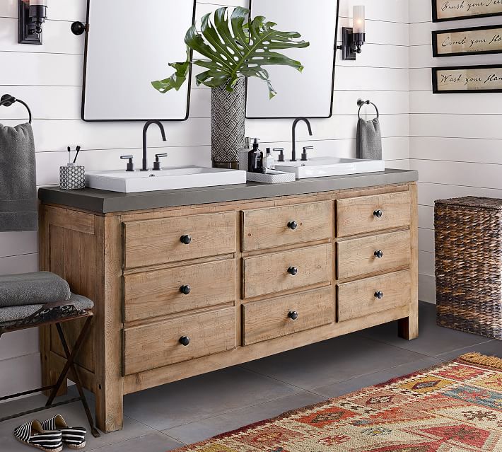 Mason Double Sink Vanity Wax Pine Pottery Barn