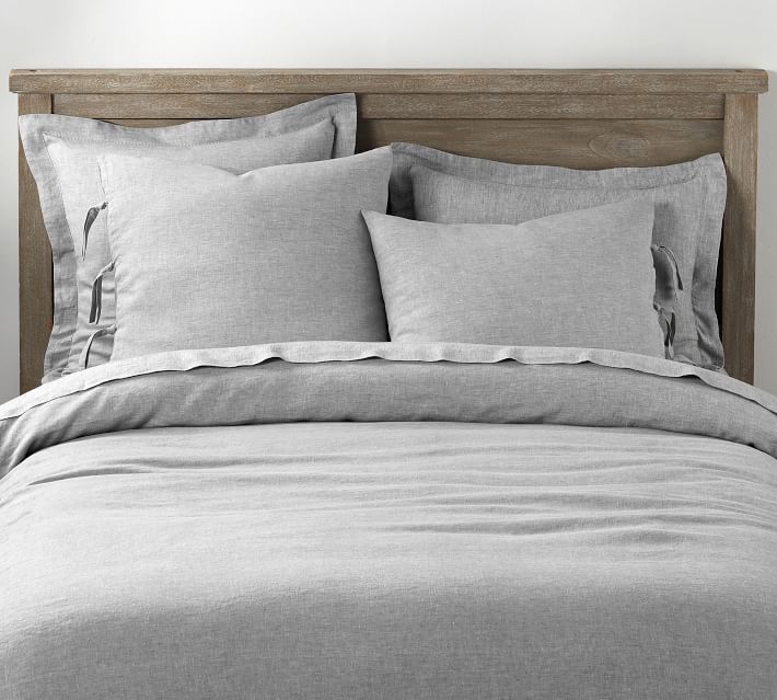 Belgian Flax Linen With Ties Duvet Cover Sham Flagstone Belgian Flax Linen With Ties Duvet Cover Sham Flagstone Pottery Barn