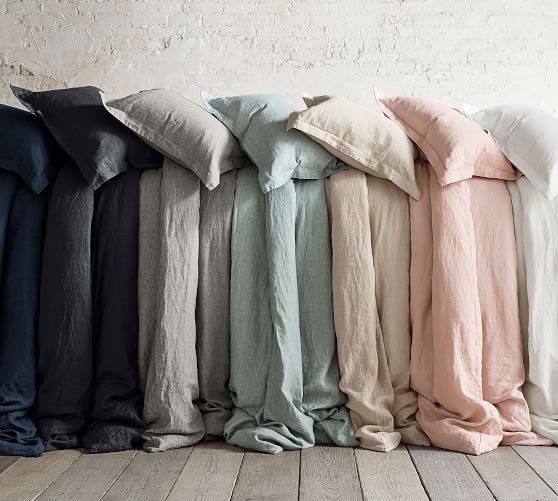 Belgian Flax Linen Duvet Cover Full Queen Midnight Pottery Barn